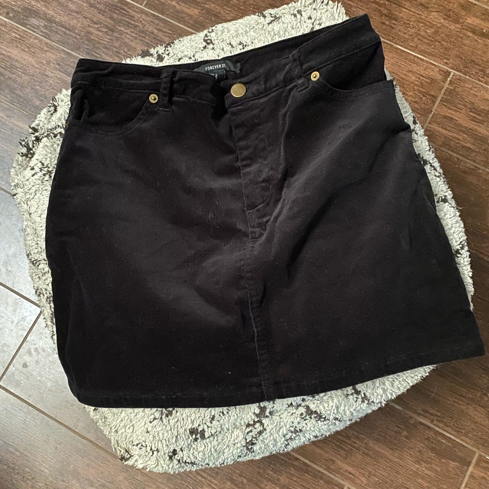 Black Corduroy Mini Skirt